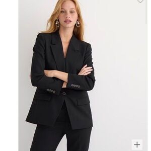 J. Crew Willa Classic Virgin Wool Suit Blazer Jacket, Size 16, Black